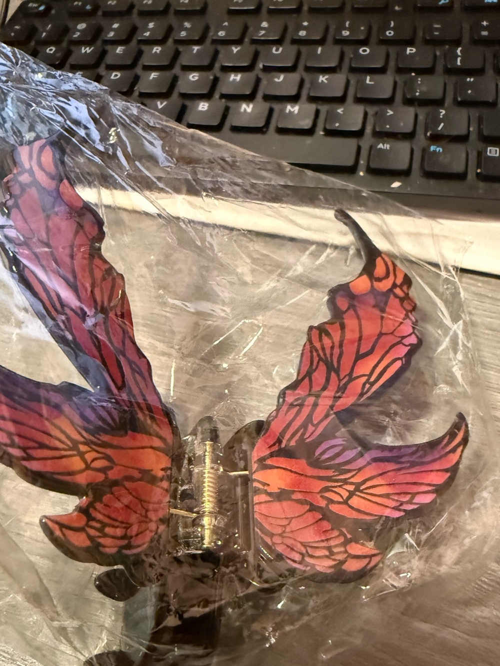 Butterfly Wing Hair Clip - Orange and Purple